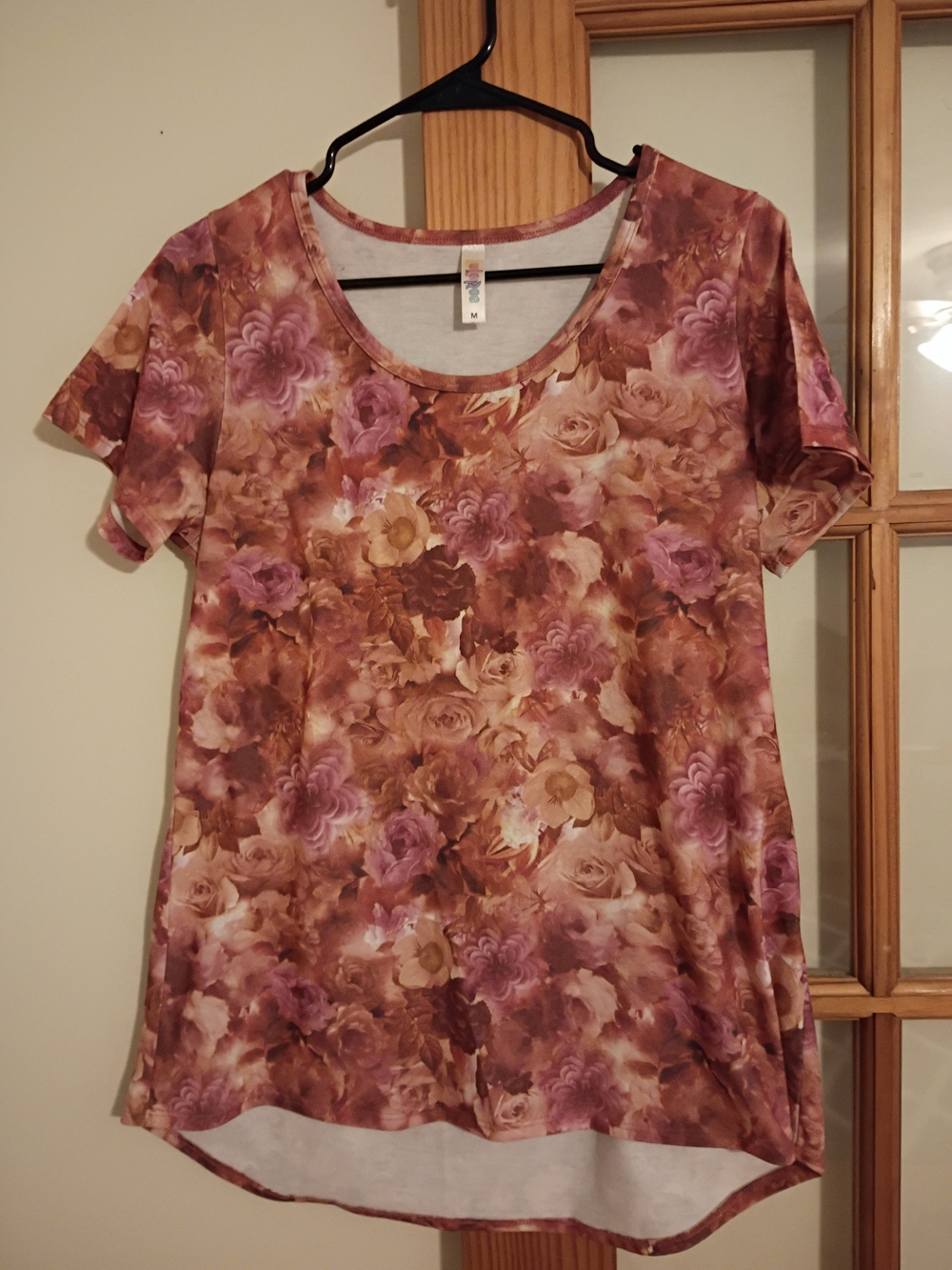 LuLaRoe Scoop Neck Floral Tee - Mauve & Brown